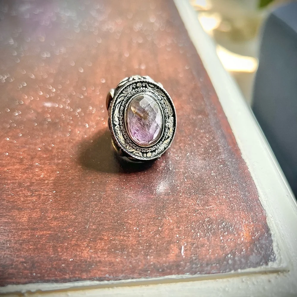 sterling silver amethyst ring.  30 grams of silver.